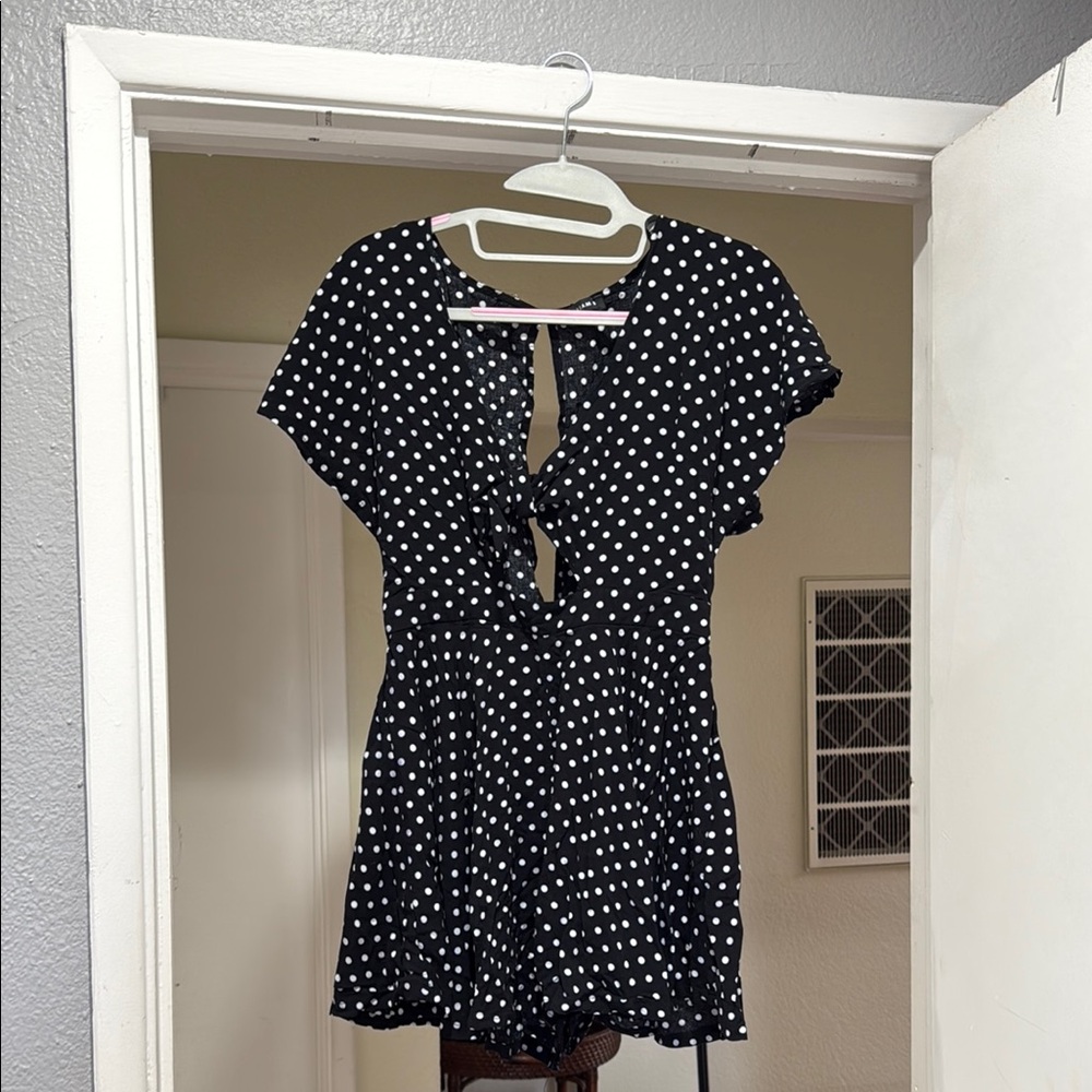 Black Ruffled Tie Front Plunge Neck Sundress